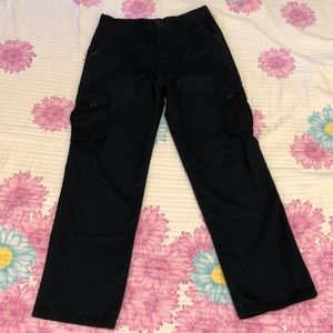 Max and Dutch navy blue cargo pants.